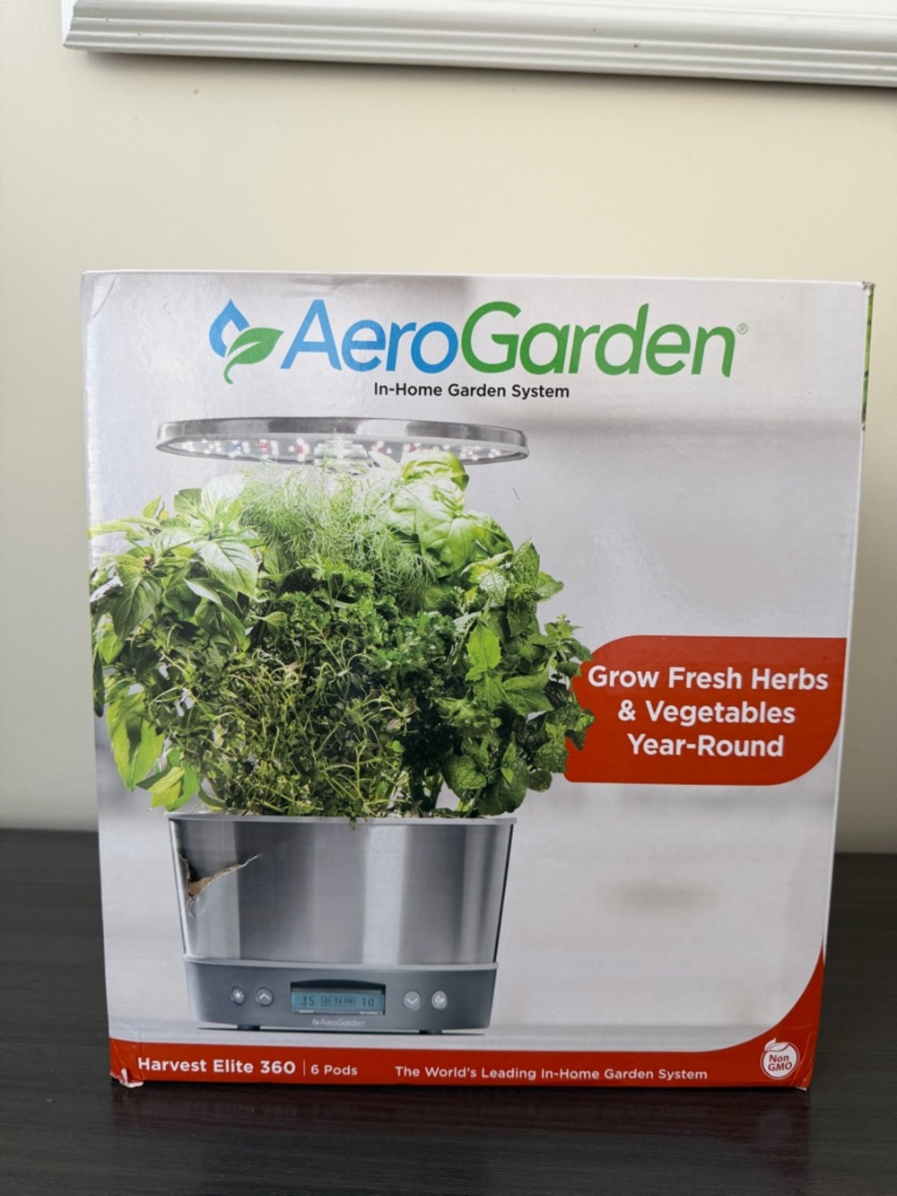 AeroGarden Harvest Elite Stainless Steel 6-Pod Indoor Garden Grow Light